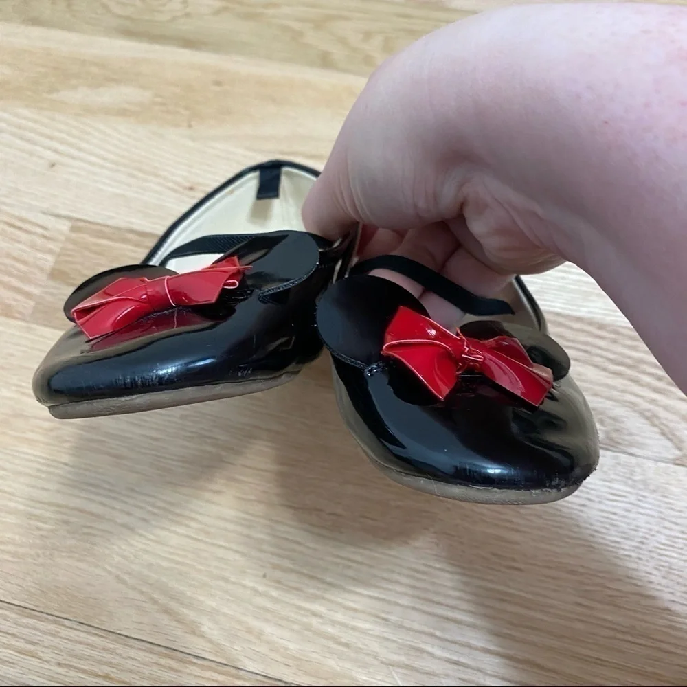 Gap Disney Minnie Mouse Toe Flats Sz 11 Black Red